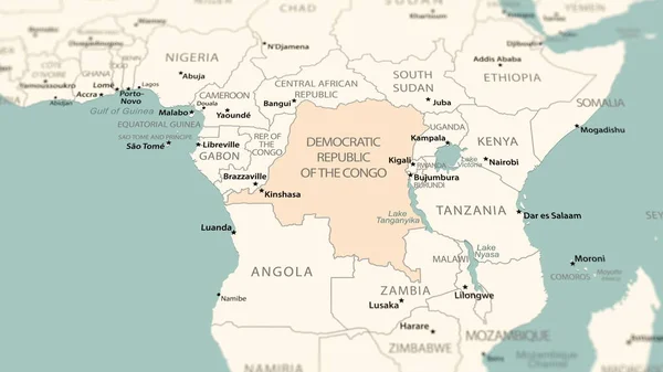 República Democrática Congo Mapa Mundo Tiro Com Luz Profundidade Campo — Fotografia de Stock
