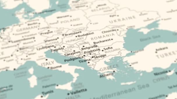 Serbia Mapa Del Mundo Rotación Suave Del Mapa Animación — Vídeos de Stock