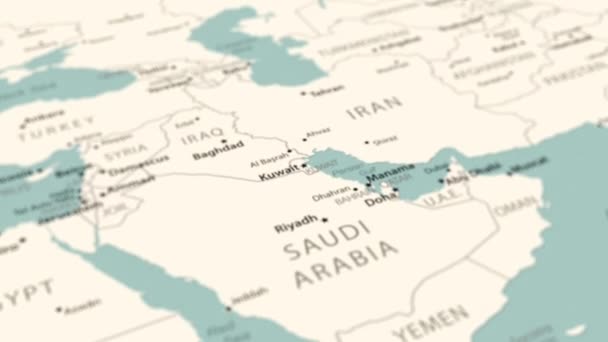 Кувейт Карті Світу Плавне Обертання Карти Анімація — стокове відео