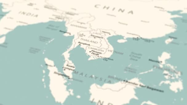 Dünya Haritasında Kamboçya Pürüzsüz Harita Dönüşü Canlandırması — Stok video