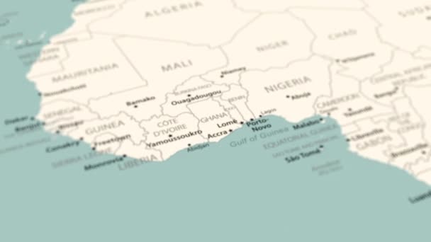 Ghana Mapě Světa Otáčení Hladké Mapy Animace — Stock video