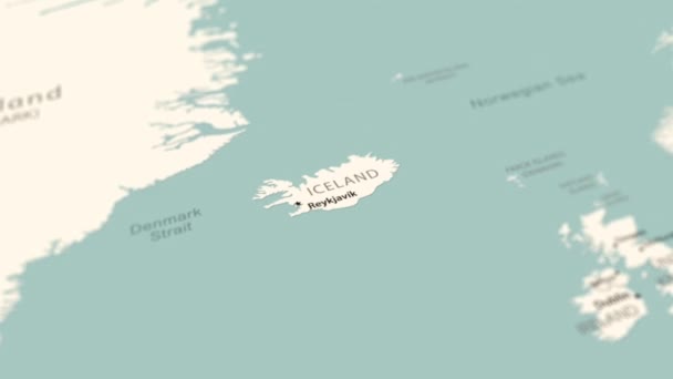 アイスランドの世界地図 スムーズなマップ回転 4Kアニメーション — ストック動画