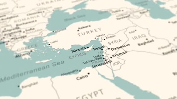 Chipre Mapa Del Mundo Rotación Suave Del Mapa Animación — Vídeos de Stock