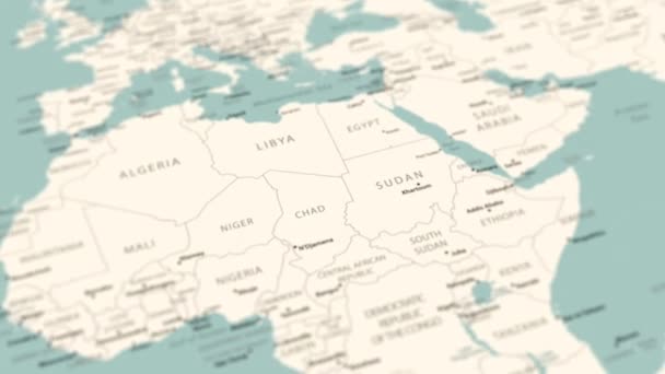 Судан Карті Світу Плавне Обертання Карти Анімація — стокове відео