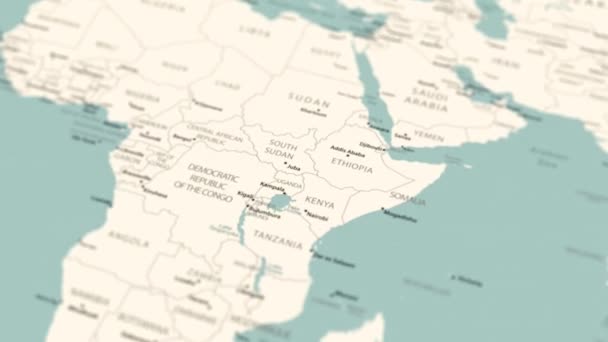 Сомалі Карті Світу Плавне Обертання Карти Анімація — стокове відео
