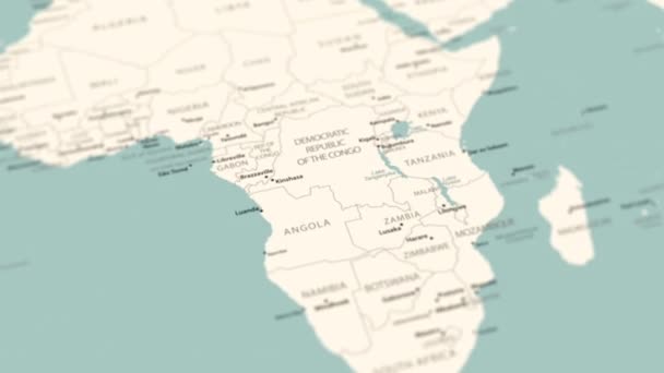 Dünya Haritasında Mozambik Pürüzsüz Harita Dönüşü Canlandırması — Stok video