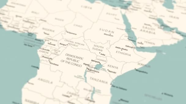 Etiopia Sulla Mappa Del Mondo Rotazione Regolare Della Mappa Animazione — Video Stock