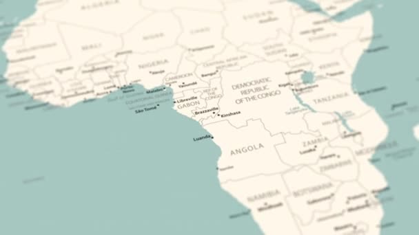 Angola Auf Der Weltkarte Reibungslose Rotation Der Landkarte Animation — Stockvideo