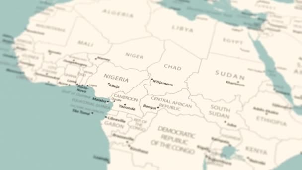Benin Auf Der Weltkarte Reibungslose Rotation Der Landkarte Animation — Stockvideo