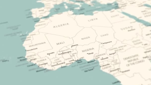 Кот Ивуар Карте Мира Плавное Вращение Карты Анимация — стоковое видео