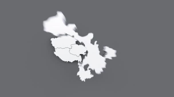 Анимированная Карта Китая Белая Карта Сером Фоне — стоковое видео
