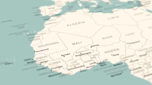 世界地図上のセネガル スムーズなマップ回転 4Kアニメーション — ストック動画
