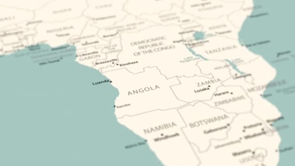 Zambiya Dünya Haritasında Pürüzsüz Harita Dönüşü Canlandırması — Stok video