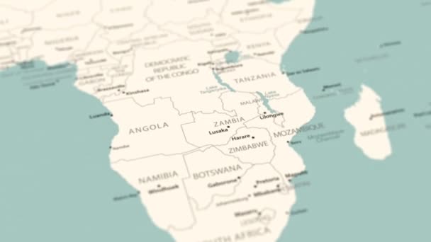 博茨瓦纳在世界地图上 平滑的地图旋转 4K动画 — 图库视频影像