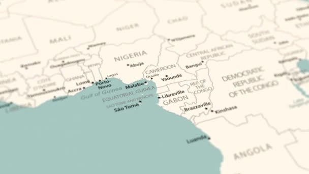 赤道几内亚在世界地图上 平滑的地图旋转 4K动画 — 图库视频影像