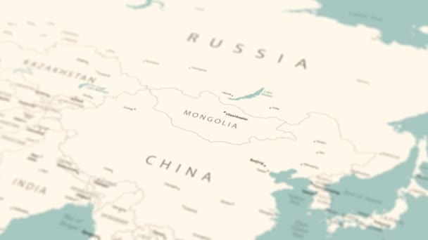 Mongólia Mapa Mundo Rotação Suave Mapa Animação — Vídeo de Stock