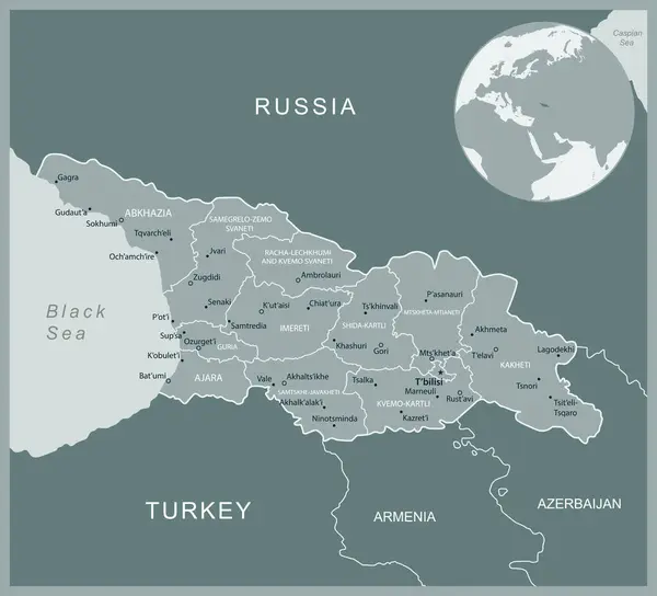 ジョージア 行政区分国との詳細な地図 ベクトルイラスト — ストックベクタ
