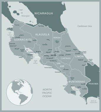 Costa Rica - detailed map with administrative divisions country. Vector illustration clipart