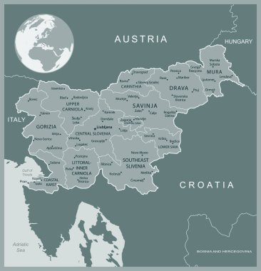 Slovenia - detailed map with administrative divisions country. Vector illustration clipart