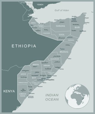 Somalia - detailed map with administrative divisions country. Vector illustration clipart