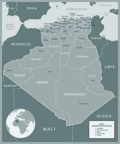 Stock vector Algeria - detailed map with administrative divisions country. Vector illustration