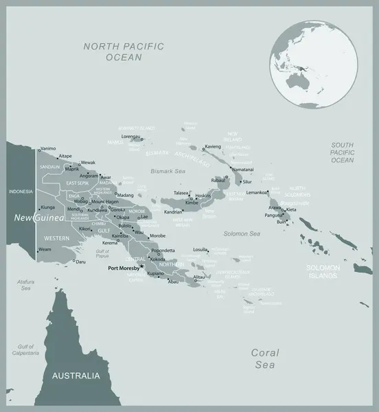 Παπουασία Νέα Γουινέα Λεπτομερής Χάρτης Διοικητικές Διαιρέσεις Της Χώρας Εικονογράφηση — Διανυσματικό Αρχείο