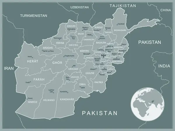 Αφγανιστάν Λεπτομερής Χάρτης Διοικητικές Διαιρέσεις Της Χώρας Εικονογράφηση Διανύσματος — Διανυσματικό Αρχείο
