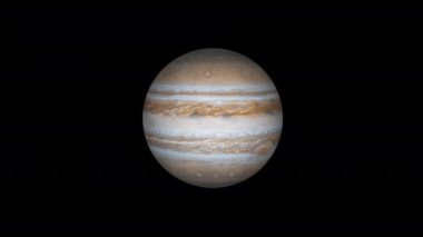 Jüpiter, Güneş Sistemi 'nin şeffaf bir arka plan üzerinde dönen bir gezegenidir. Bu görüntünün elementleri NASA tarafından döşenmiştir. Kusursuz döngü canlandırması.