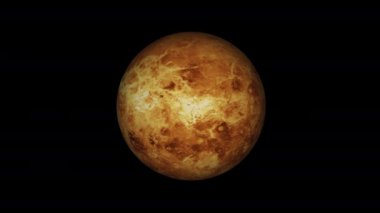 Venüs, Güneş Sistemi 'nin şeffaf bir arka planda dönen bir gezegenidir. Bu görüntünün elementleri NASA tarafından döşenmiştir. Kusursuz döngü canlandırması.