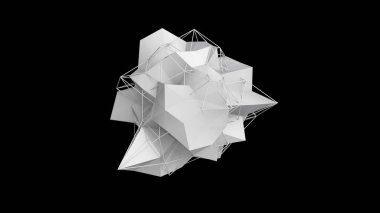 Üçgen ve ızgaradan soyut üç boyutlu beyaz figür. Soyut fraktal geometrik çokgen veya düşük polifon biçimi.