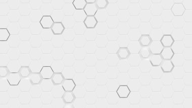 Kaotik beyaz altıgenlerin soyut arka planı. Bal peteği biçiminde soyut arkaplan.
