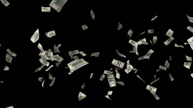 100 dolarlık banknotlar patladı. 3d hazırlayıcı.