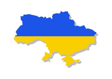 Ukrayna - Ülkenin sınırlarına işlenmiş bir bayrak. Vektör illüstrasyonu.