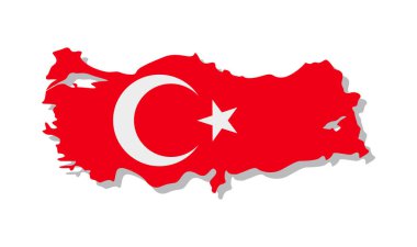 Türkiye - Ülkenin sınırlarına işlenmiş bir bayrak. Vektör illüstrasyonu.