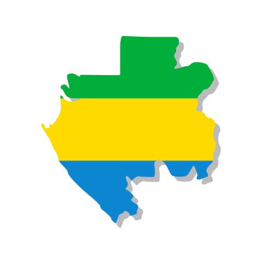 Gabon - Ülkenin sınırlarına işlenmiş bir bayrak. Vektör illüstrasyonu.
