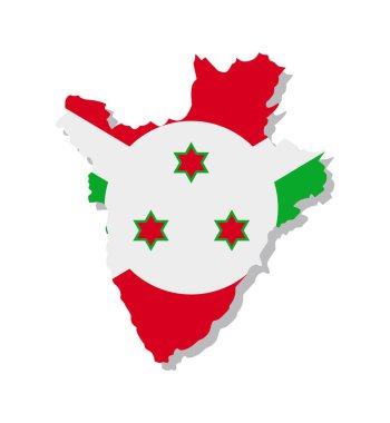 Burundi - Ülkenin sınırlarına işlenmiş bir bayrak. Vektör illüstrasyonu.