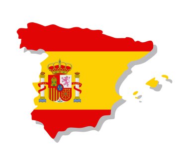 İspanya - Ülkenin sınırlarına işlenmiş bir bayrak. Vektör illüstrasyonu.