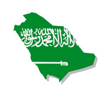 Suudi Arabistan - Ülkenin sınırlarına işlenmiş bir bayrak. Vektör illüstrasyonu.