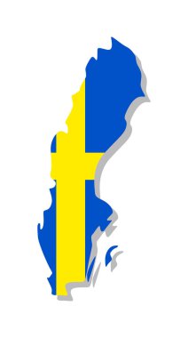 İsveç - Ülkenin sınırlarına işlenmiş bir bayrak. Vektör illüstrasyonu.