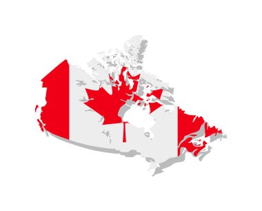 Kanada - Ülkenin sınırlarına işlenmiş bir bayrak. Vektör illüstrasyonu.