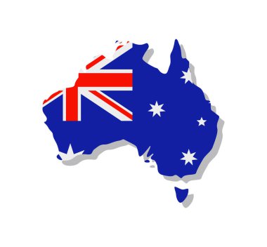 Avustralya - Ülkenin sınırlarına işlenmiş bir bayrak. Vektör illüstrasyonu.