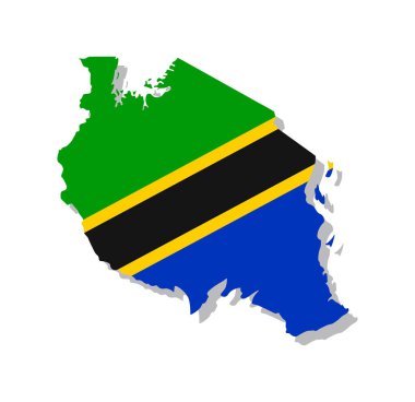 Tanzanya - Ülkenin sınırlarına işlenmiş bir bayrak. Vektör illüstrasyonu.