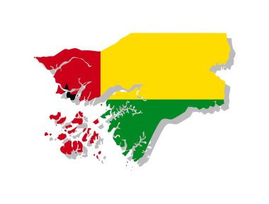 Gine-Bissau - Ülke sınırları içinde yazılı bir bayrak. Vektör illüstrasyonu.