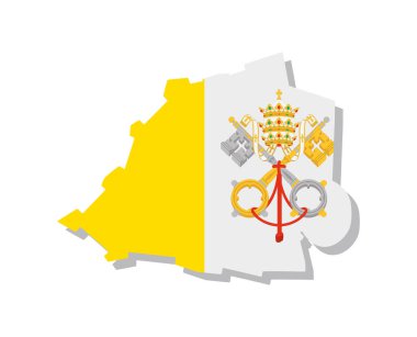 Vatikan - Ülkenin sınırlarına işlenmiş bir bayrak. Vektör illüstrasyonu.