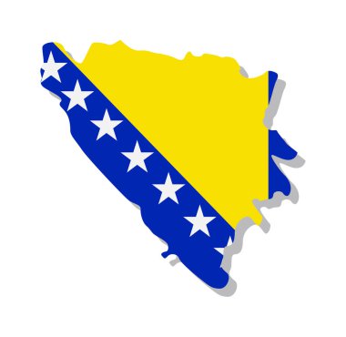 Bosna-Hersek - Ülkenin sınırlarına işlenmiş bir bayrak. Vektör illüstrasyonu.