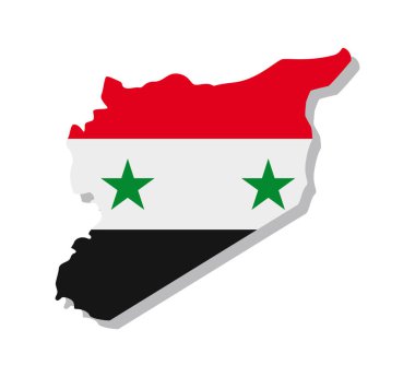Suriye - Ülkenin sınırlarına işlenmiş bir bayrak. Vektör illüstrasyonu.