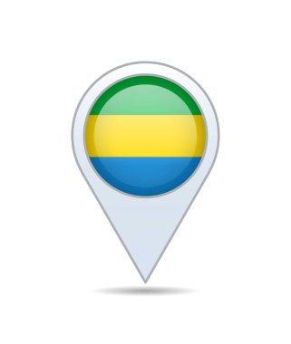 Gabon - haritaya bayrak rozeti. Vektör illüstrasyonu.