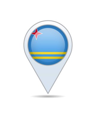 Aruba - flag pin for map. Vector illustration. clipart