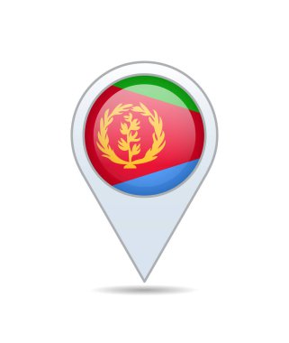 Eritre - haritaya bayrak rozeti. Vektör illüstrasyonu.