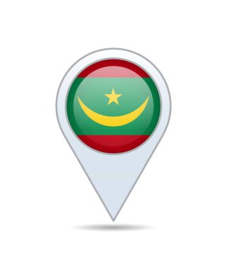 Moritanya - haritaya bayrak rozeti. Vektör illüstrasyonu.